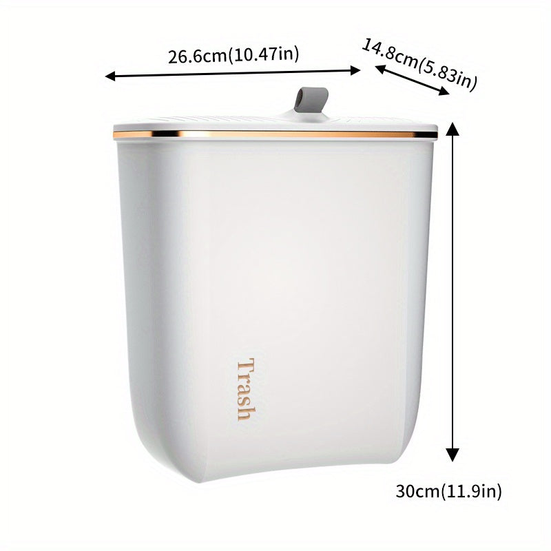 Closet Hanging Trash Can with Lid Household Rubbish Storage Bucket