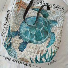 Sea Turtle Pattern Tote Bag Lightweight Shoulder Beach