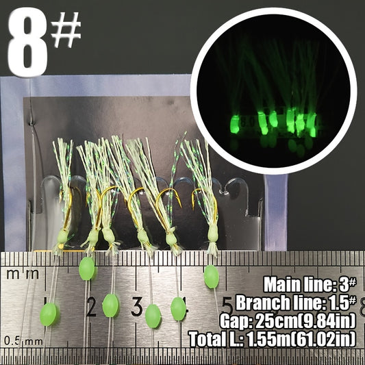 1 Pack Lunker Sabiki Rig with Luminous Bead Night Fishing Tackle