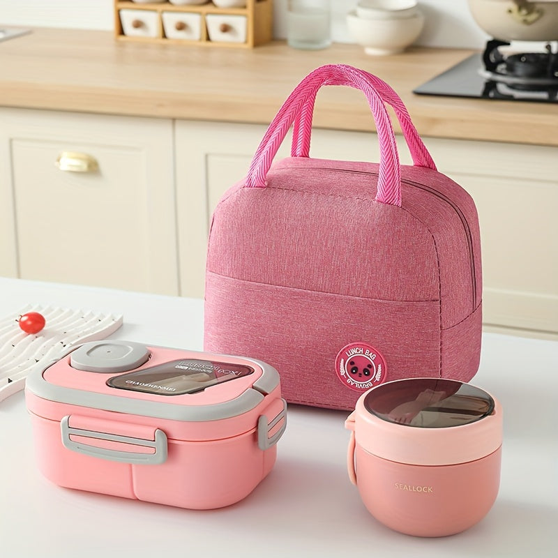 3pcs Meal Kit Set Lunch Box Insulated Bag Breakfast Cup Salad Cup