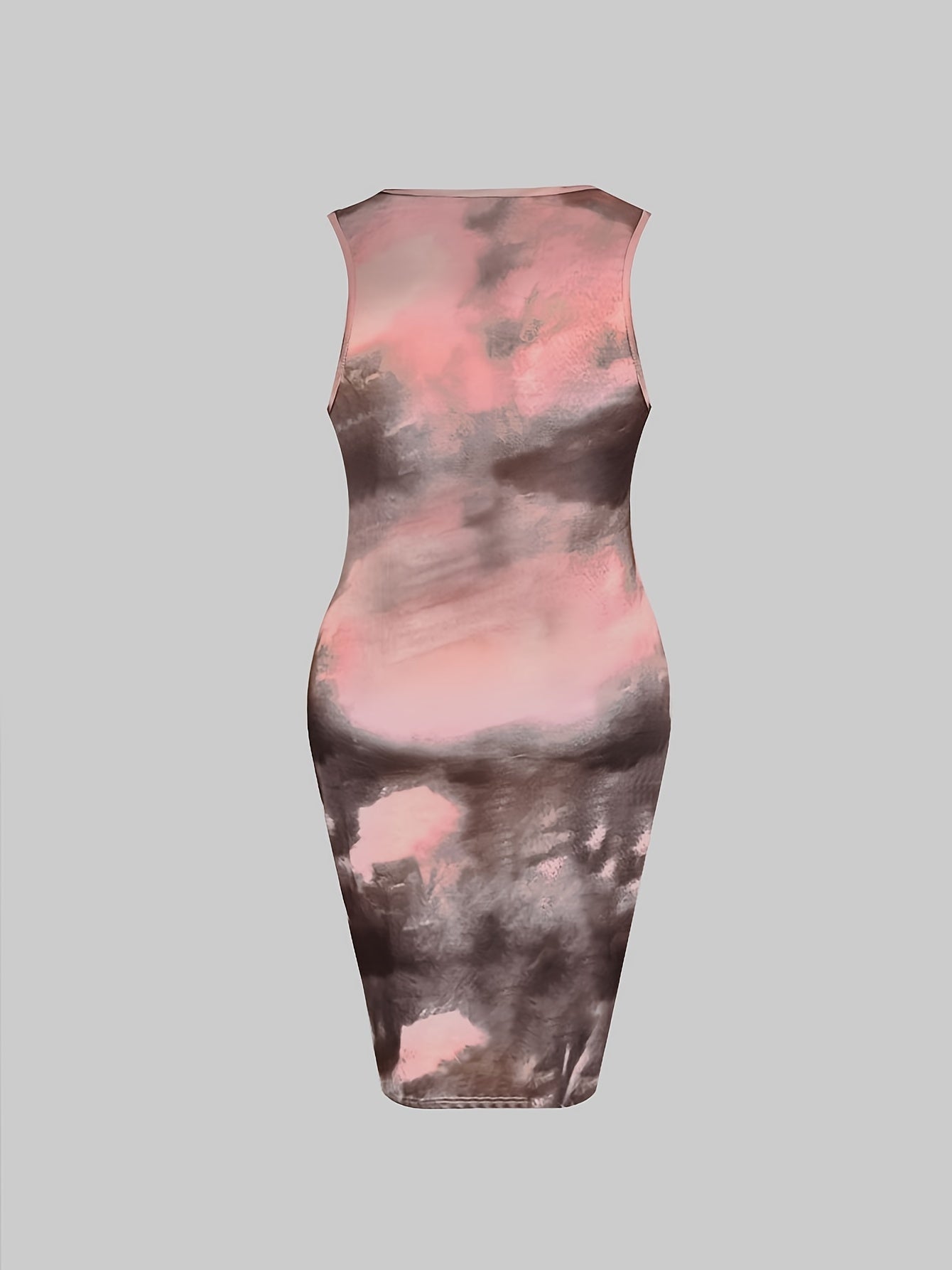  Tie Dye Notched Neck Tank Dress