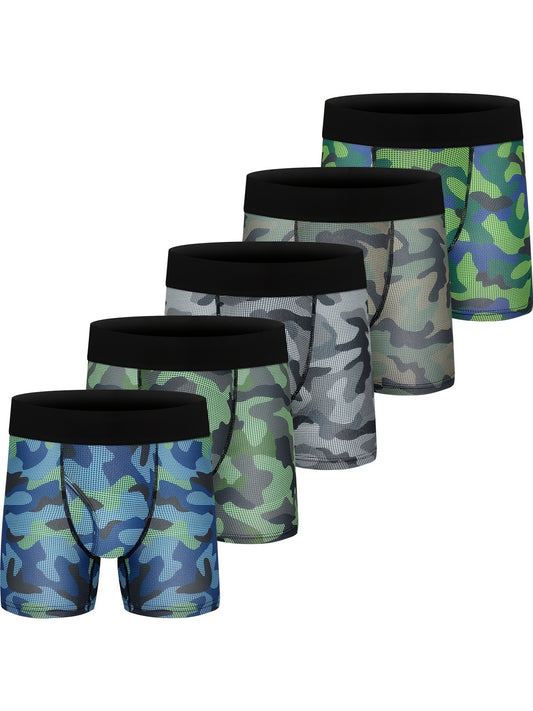5pcs Boys Camo Boxer Briefs Soft Comfortable Kids Underwear