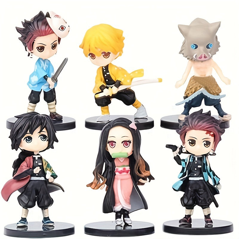 6 PCS Anime Movable Doll Set Action Figures Home Office Decor Gift Car Decoratio
