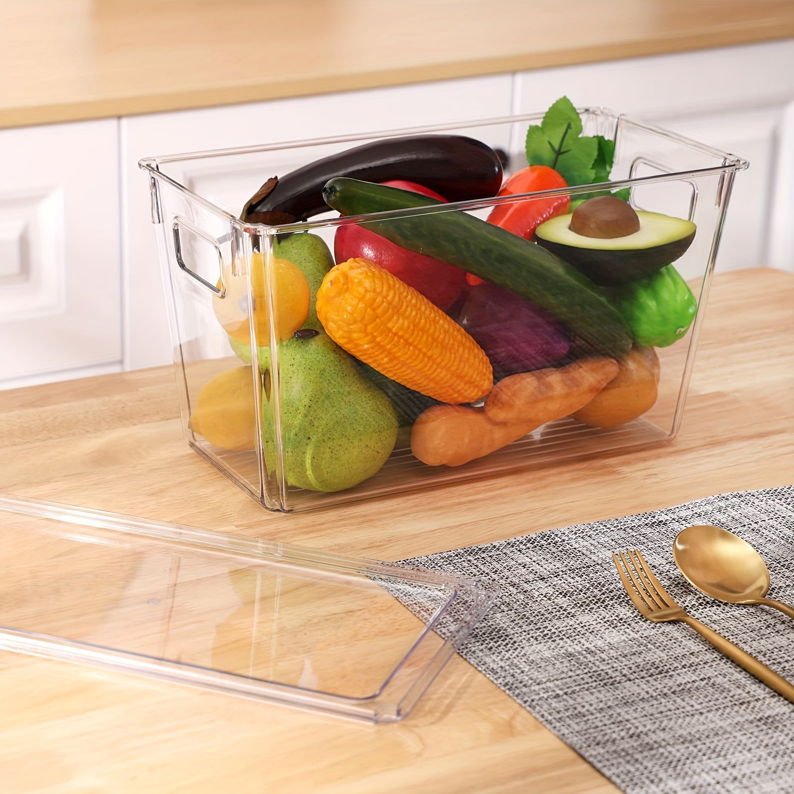 Clear Plastic Storage Box With Lids Kitchen Organizer