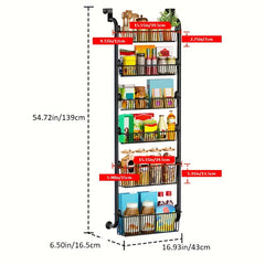 6-in-1 Over Door Pantry Organizer Heavy Duty Metal Rack