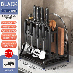 Stainless Steel Cutting Board Organizer with Hooks
