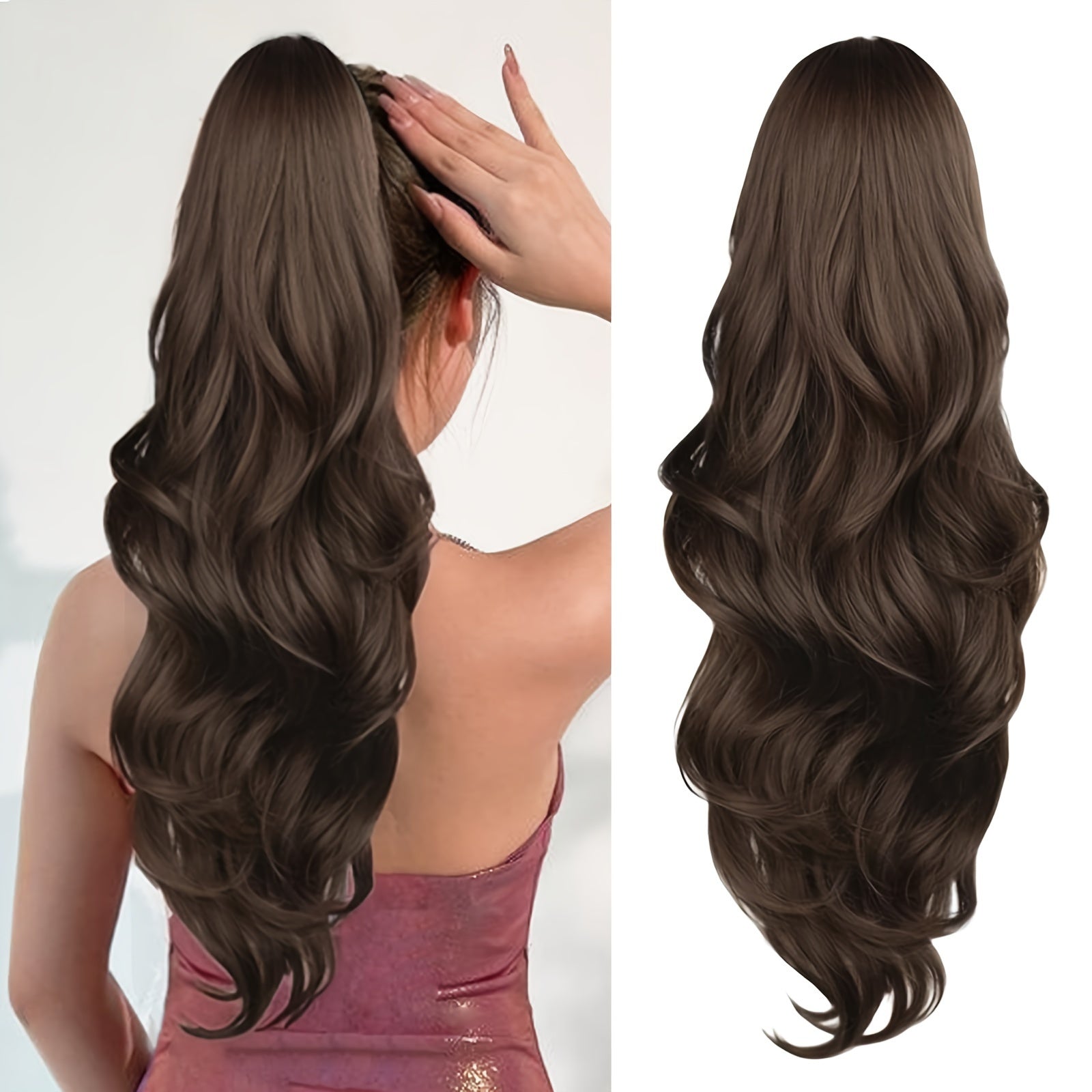 Water Wave Ponytail Extension 66 cm Synthetic Hair Clip-in