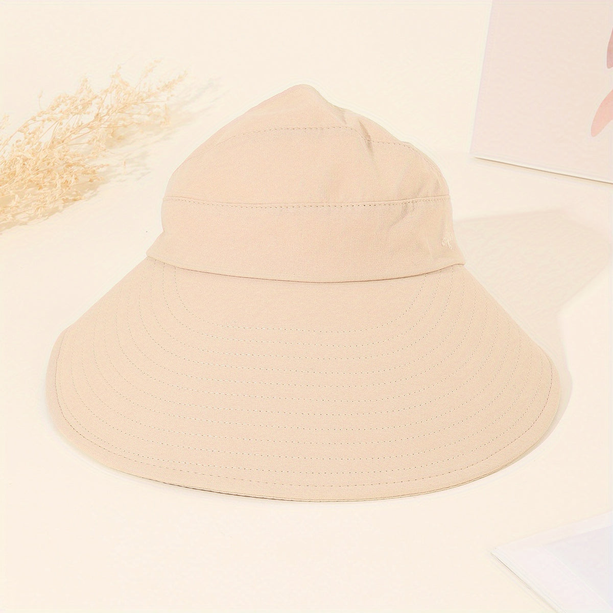 Beige Reversible Visor Hat UV Protection Sunscreen Travel Beach Hat