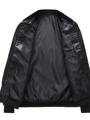 Men's Windproof PU Leather Jacket Outdoor Wear