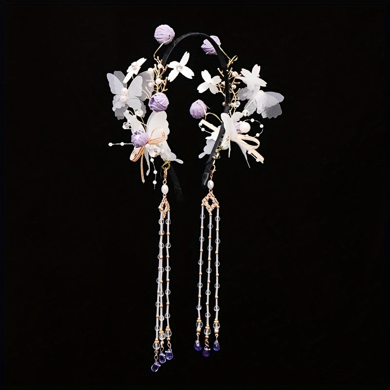 Chinese Style Hairband With Tassel Butterfly Flower Holiday Jewelry
