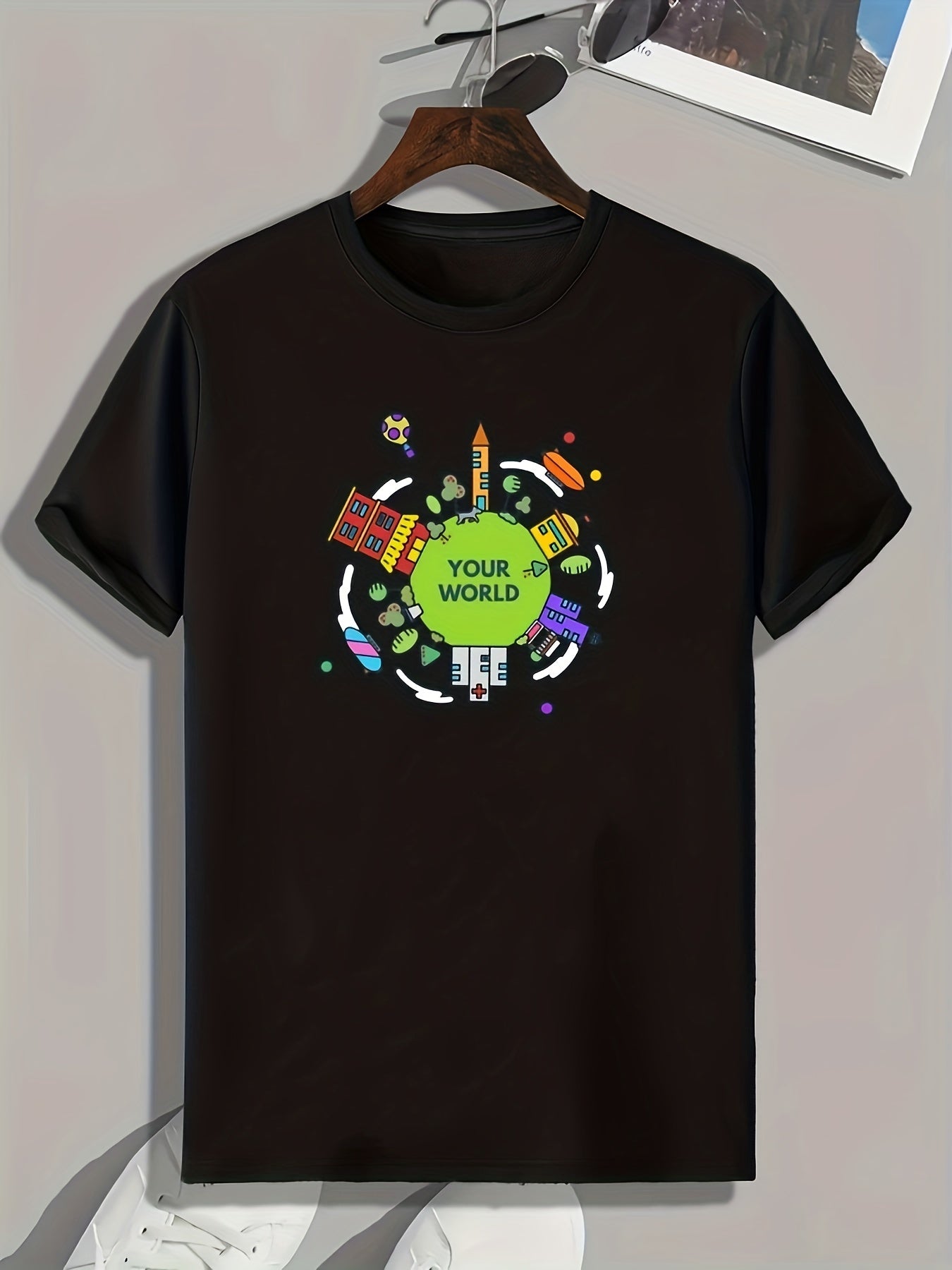 ''YOUR WORLD'' Print Men's Graphic T shirt Casual Comfy Tees For Summer