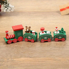 1pc Christmas Wooden Train Ornament Window Garden Tabletop Decoration