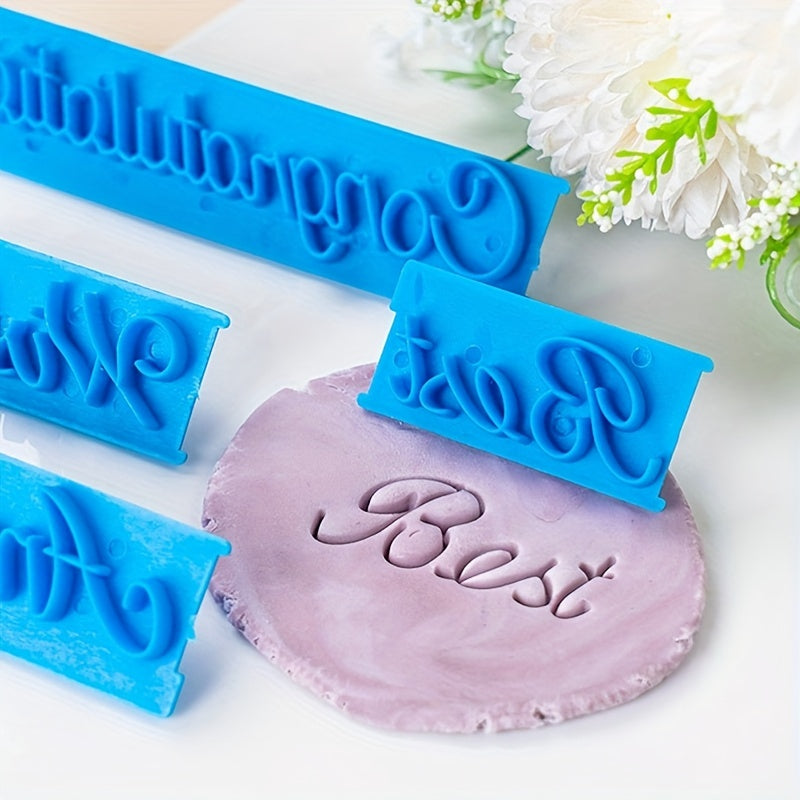 6pcs Cake Baking Molds Alphabet Letter Words Cookie Press Stamp