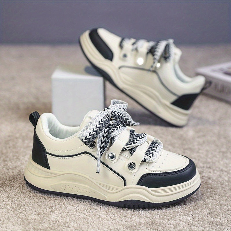 Boys Lace-up Platform Skate Shoes Breathable Anti-skid Sneakers