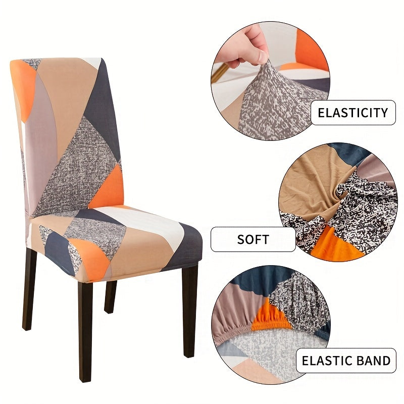 Geometric Printed Dining Chair Covers Stretch Fabric Home Decor