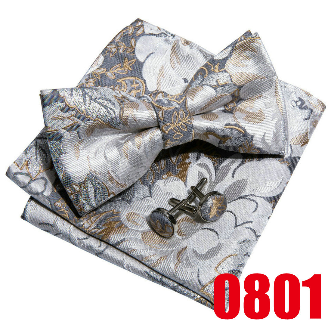 Barry Wang Mens Pre Tied Bow Tie Hanky Cufflinks Set