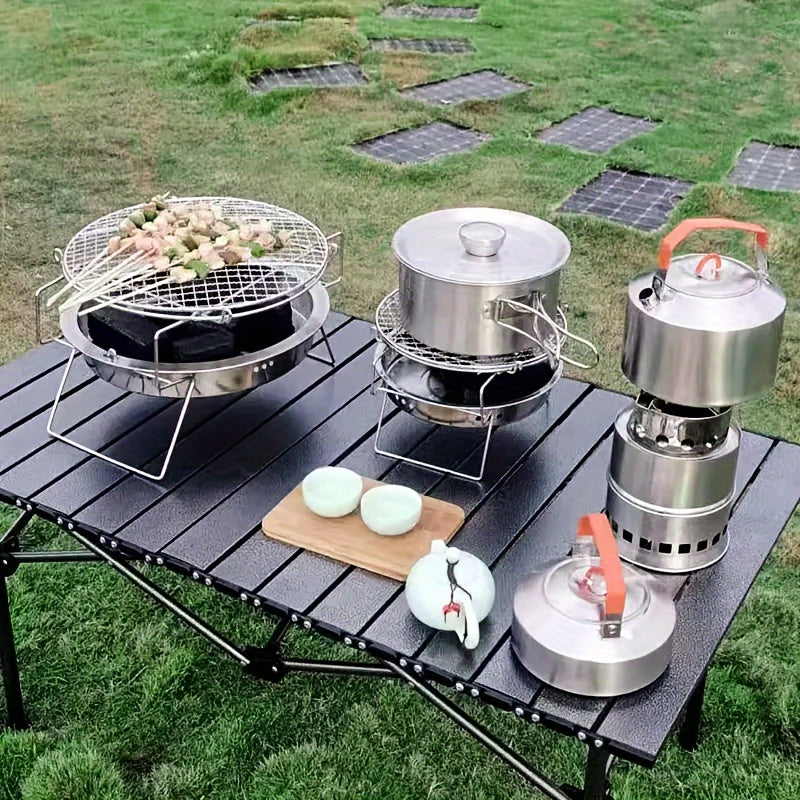 Portable Picnic Kettle Stainless Steel Foldable for Camping