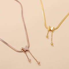 Stainless Steel Butterfly Pendant Necklace for Women Girls