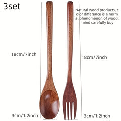 Wooden Spoon and Fork Set Kitchen Tableware Flatware Utensil Set