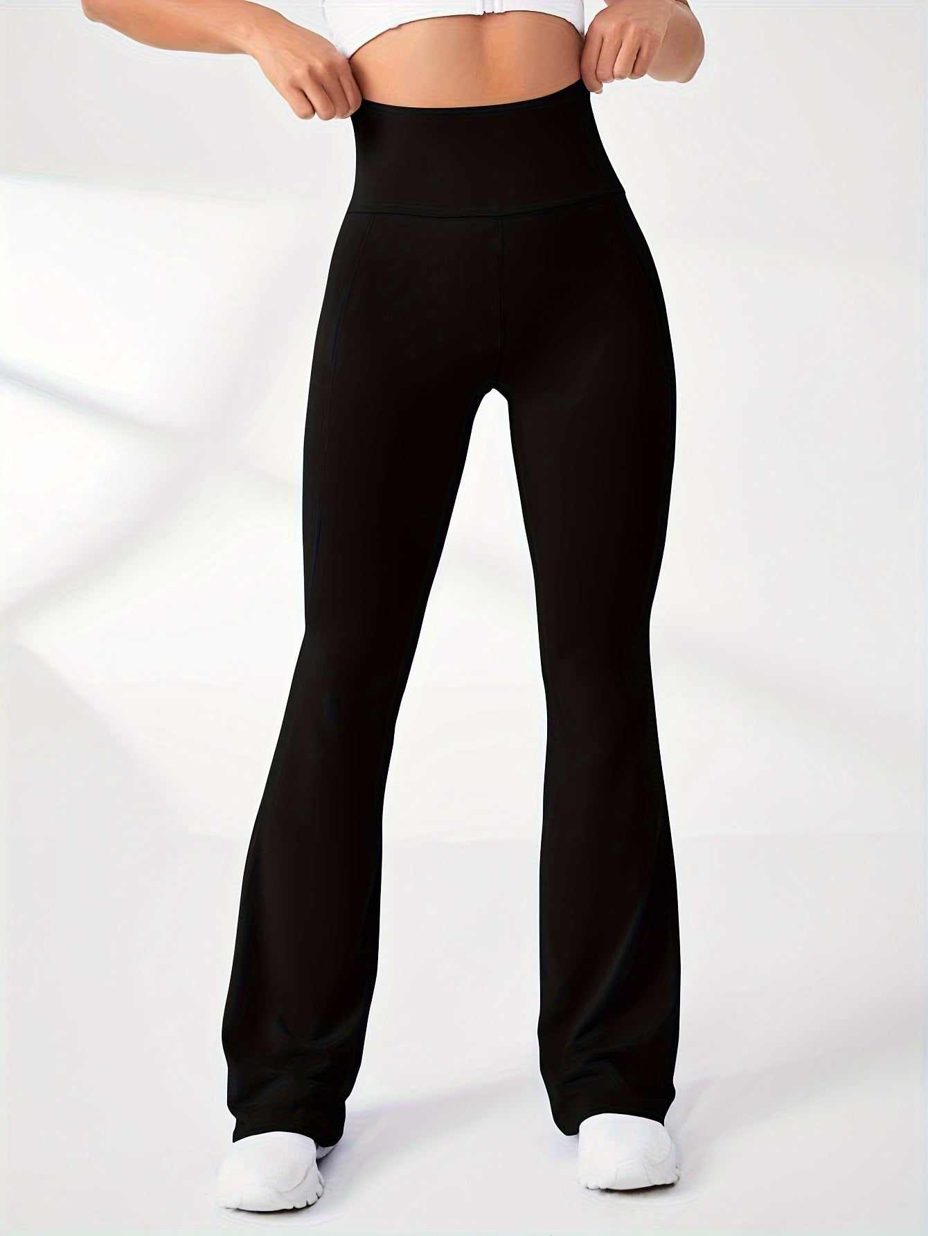 Quick Drying Yoga Flared Pants Solid High Stretch Bootcut Pants
