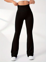 Quick Drying Yoga Flared Pants Solid High Stretch Bootcut Pants