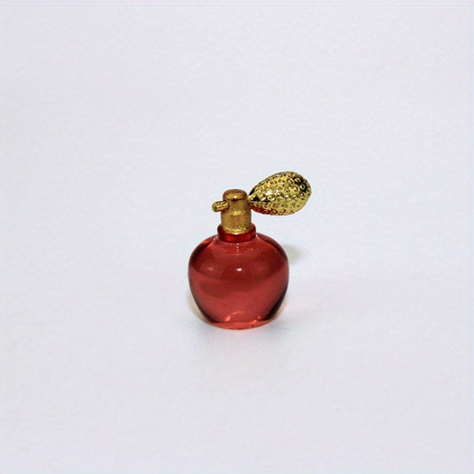 Miniature Red & Green Perfume Bottles with Golden Caps for Dollhouse Decor