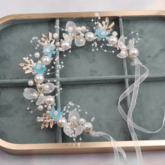 Girls Flower Headdress Hair Accessories Bracelet - Gift For Kids