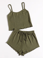 Textured Pajama Set Cami Top & Shorts Women's Sleepwear