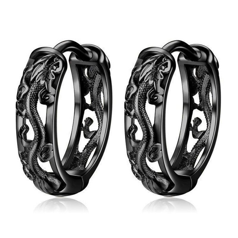 Dragon Stud Earrings & Men's Retro Ethnic Style Earrings