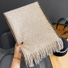 Plaid Tassel Scarf Reversible Cashmere Warm Shawl Windproof Wrap