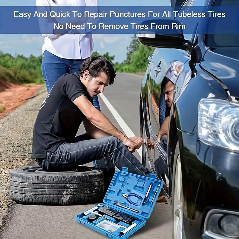 Universal Tire Repair Kit 68pcs for Punctures & Flats Patch Car Motorcycle