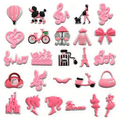 26pcs Pink Shoe Charms for Clogs Sandals - PVC Shoe Accessories for Party Favors