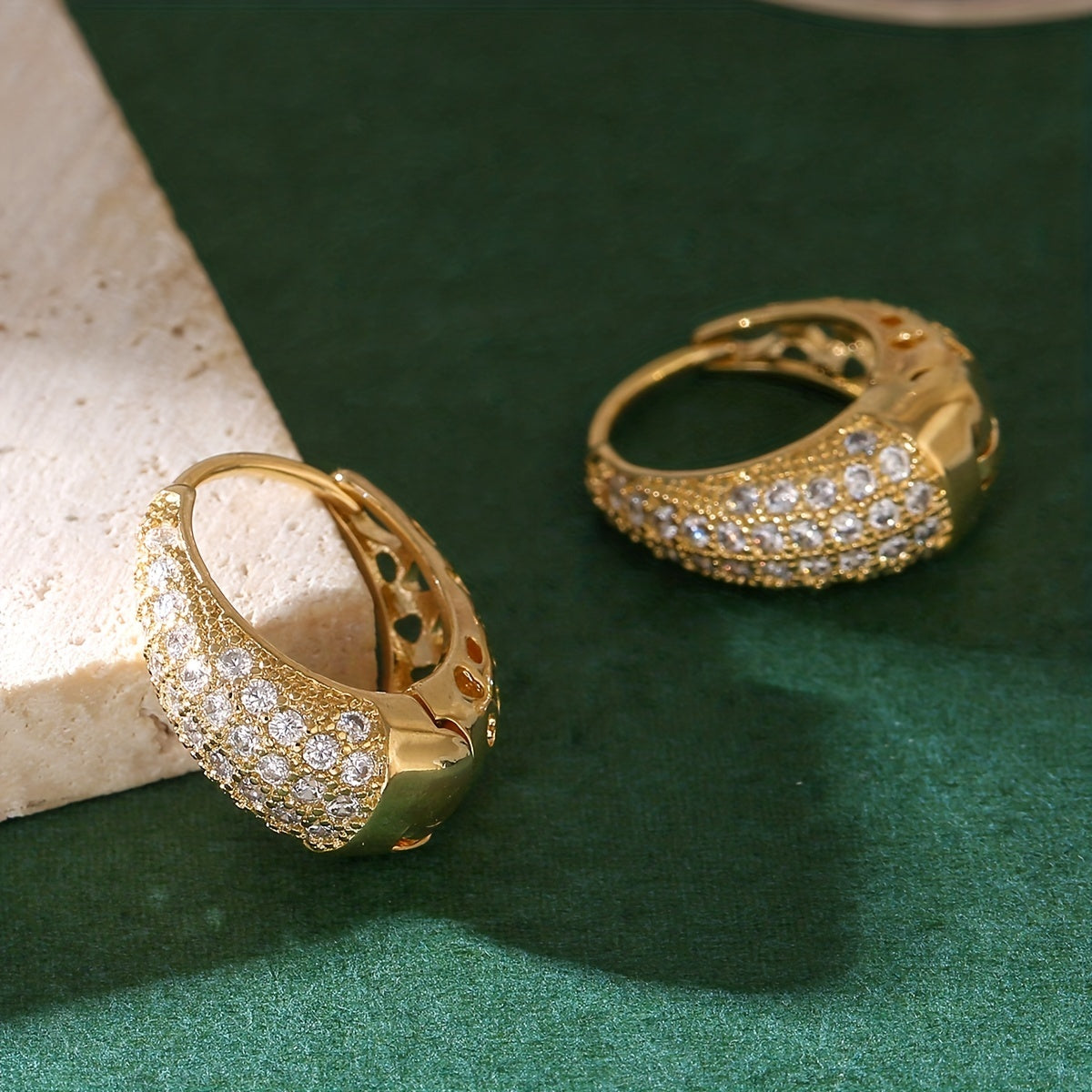 Hollow Earrings 14K Plated Zircon Sparkling Ladies Earrings