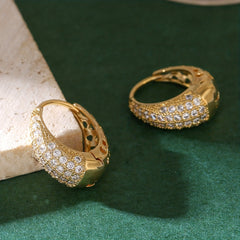 Hollow Earrings 14K Plated Zircon Sparkling Ladies Earrings