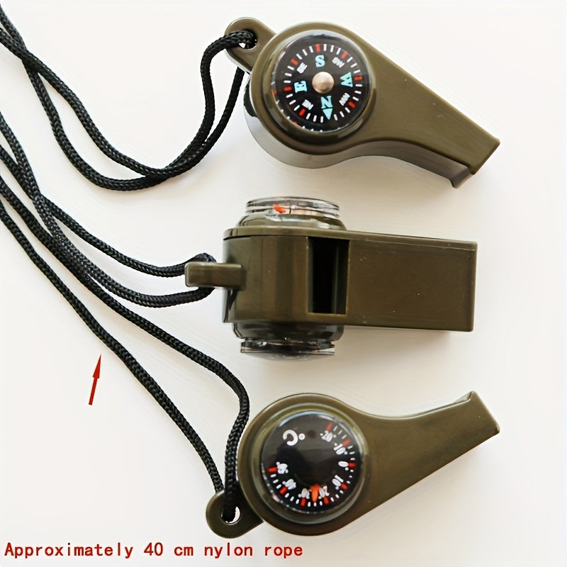 3-in-1 Emergency Whistle Compass Thermometer