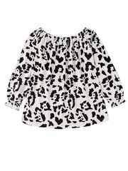 Girls Leopard Off The Shoulder Top & Ripped Jeans Set
