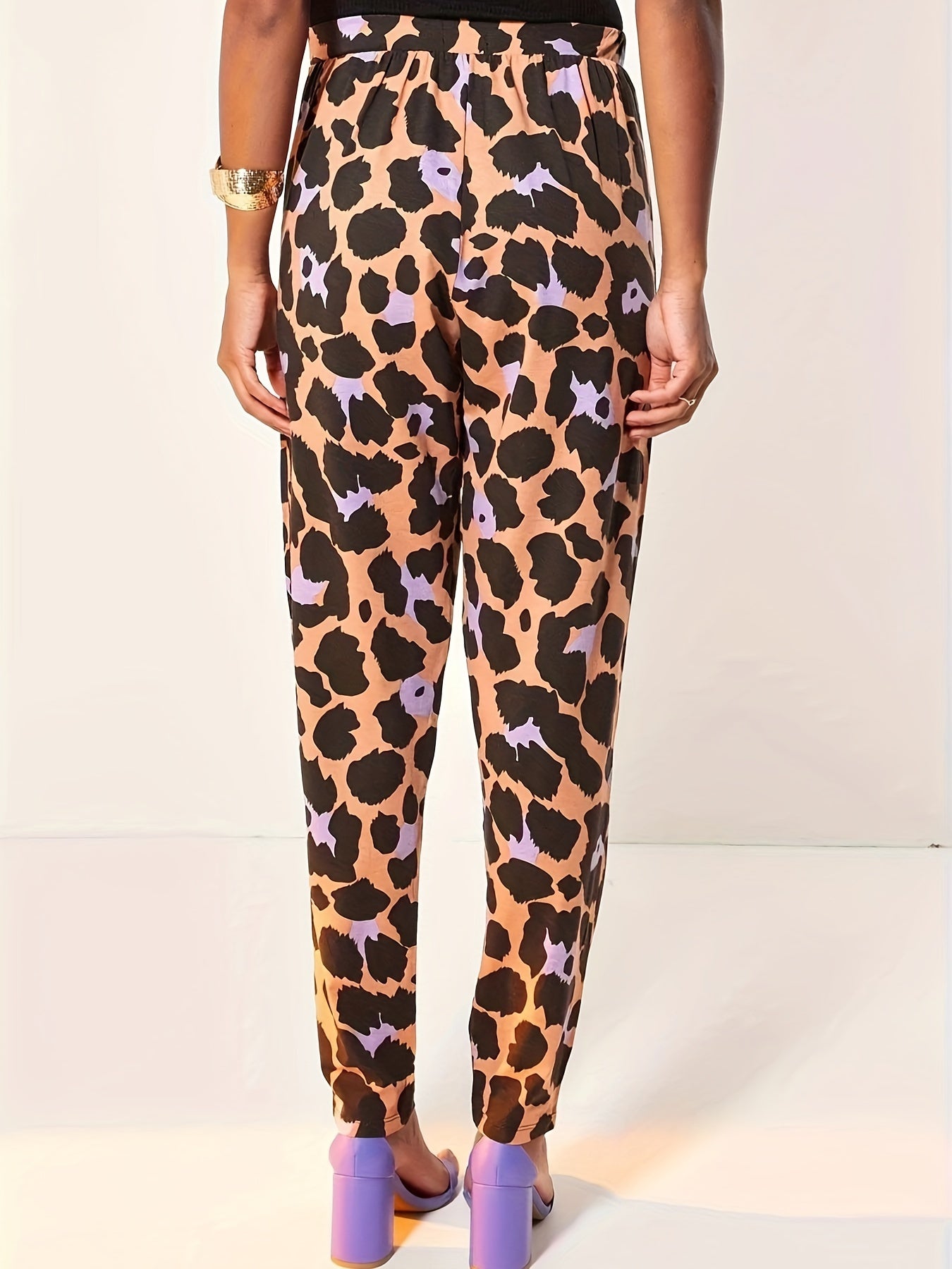  Leopard Print High Rise Trousers