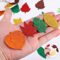 100pcs Autumn Leaf Golden Craft Foam Stickers DIY Decoration Crafts