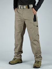 Men's Block Straight Leg Cargo Pants Loose Casual Outdoor Pants