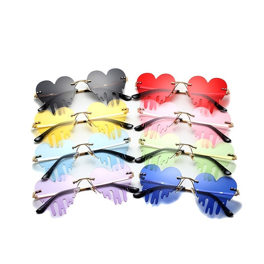 Melting Heart Sunglasses Rimless Party Glasses