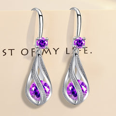 Rotating Teardrop Shape Crystal Earrings for Women Girls