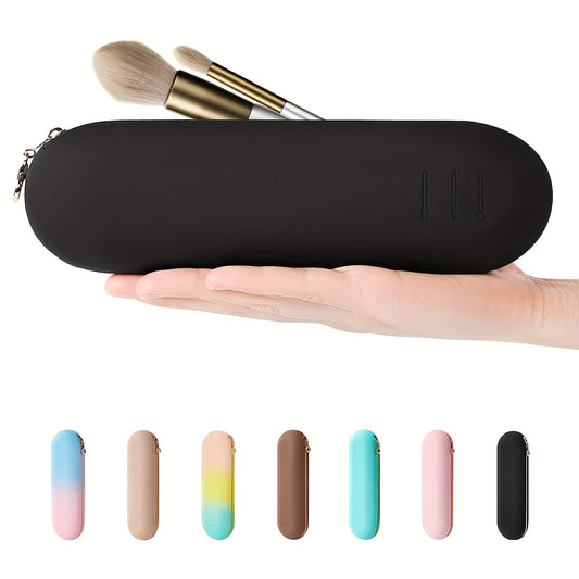 Silicone Makeup Brush Holder Zipper Travel Cosmetic Brushes Case