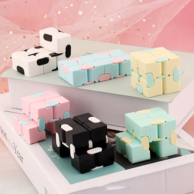 4pcs Infinite Flip Cube Puzzle Toy Stress Relief 3D Cube Pink