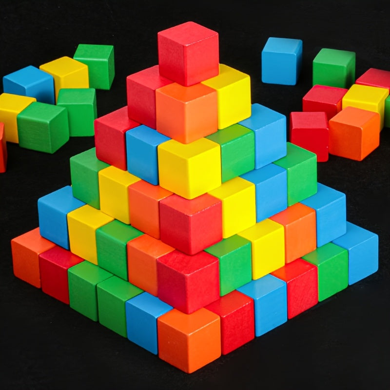 40pcs Colorful Wooden Building Block Set for Math & Geometry Puzzle