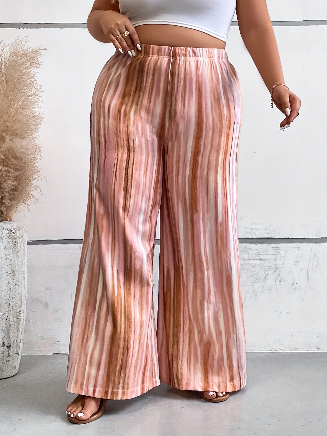  Tie Dye High Rise Wide Leg Trousers