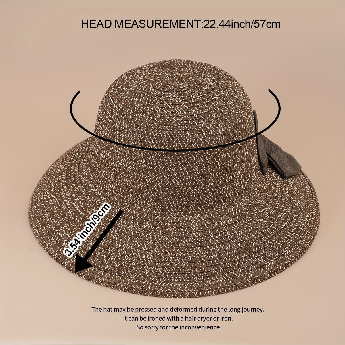 Wide Brim Straw Sun Hat with Bow for UV Protection