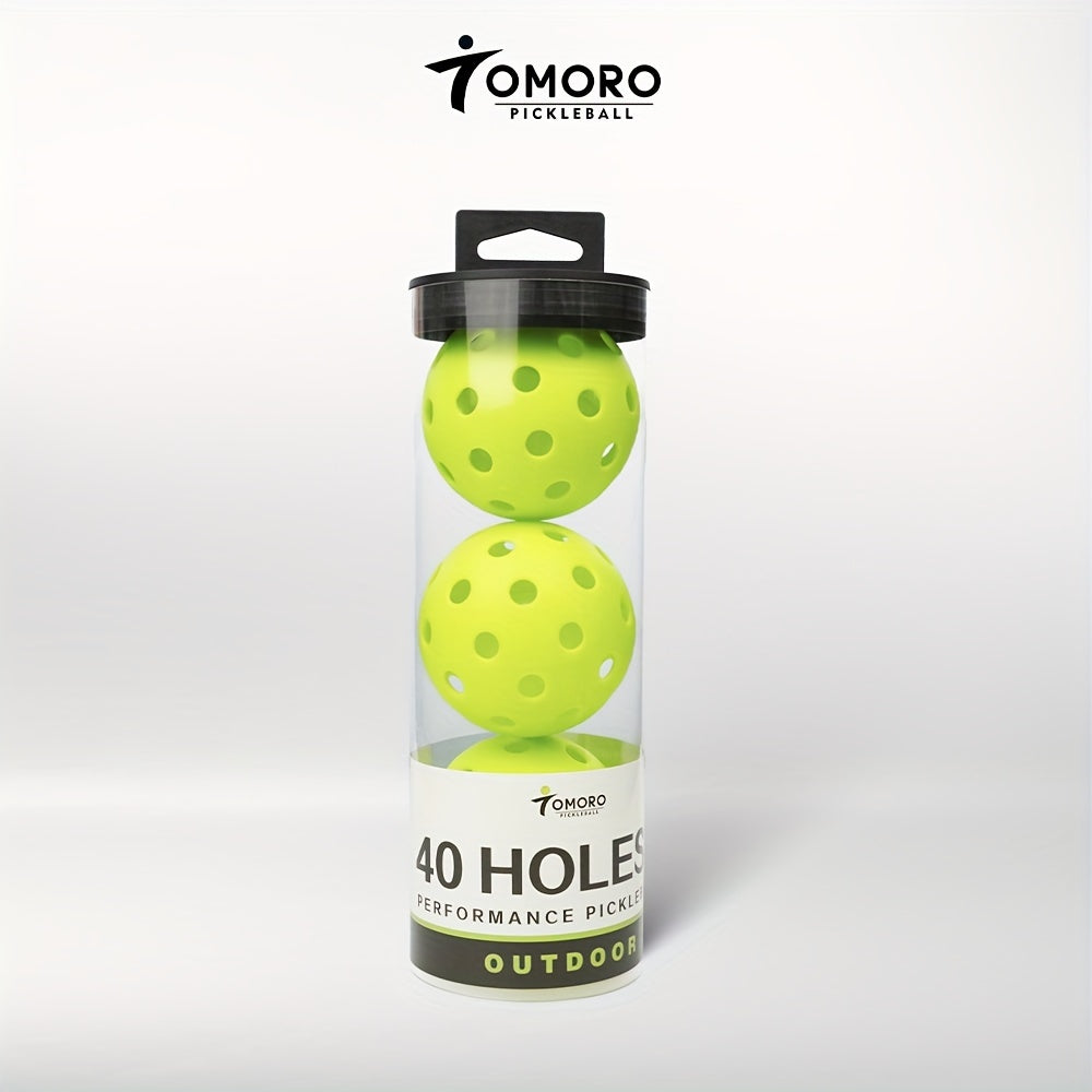 3pcs Outdoor Pickleball Balls 40 Holes For Training & Replacement