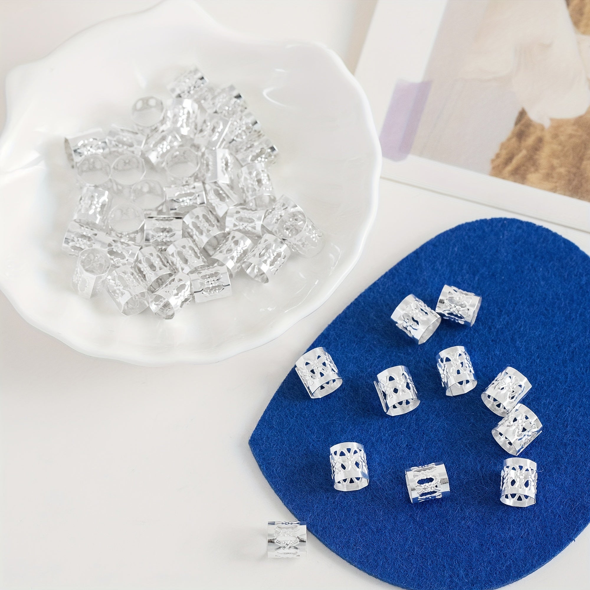 100pcs Metal Hair Cuff Rings for Dreadlock Braids Hair Jewelry
