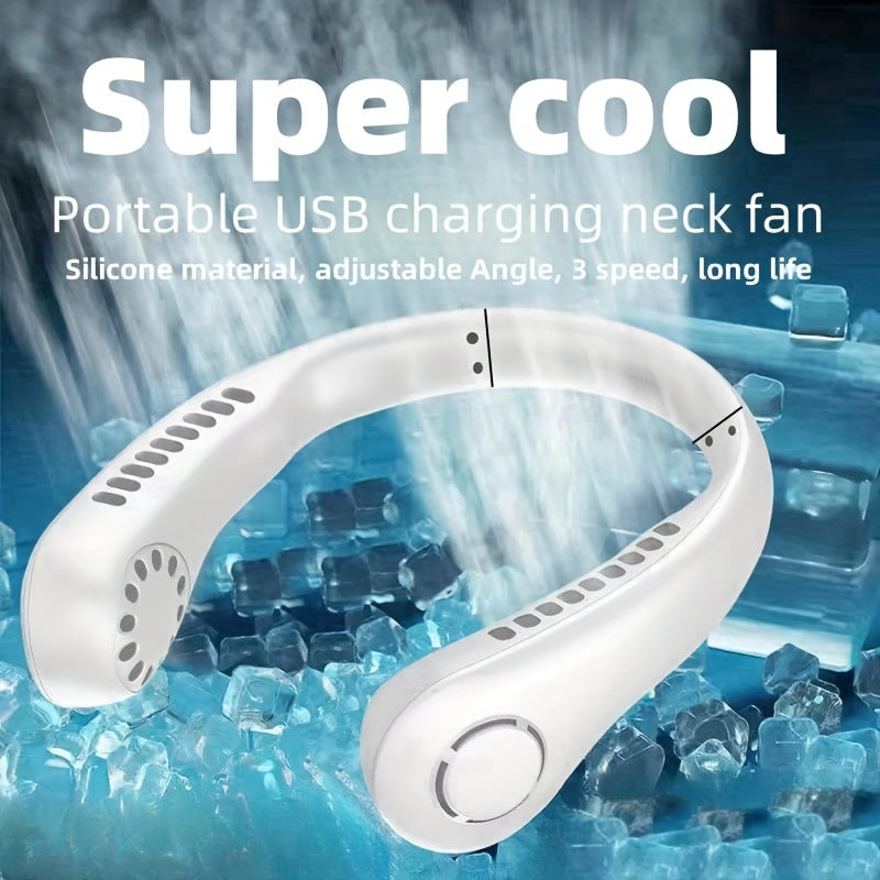 Portable USB Charging Neck Fan Adjustable Neck Width 3-Speed Strong Wind