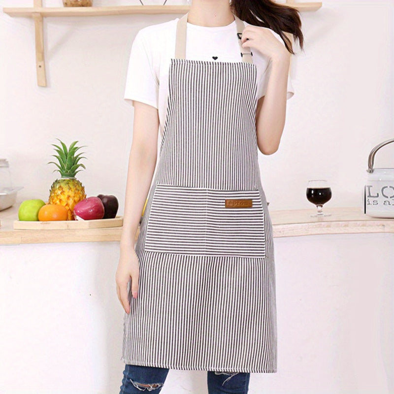 Adjustable Bib Apron With 2 Pockets For Chef Cooking
